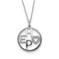 Sterling Silver Antiqued CZ Hope 18in Necklace, 18 mm