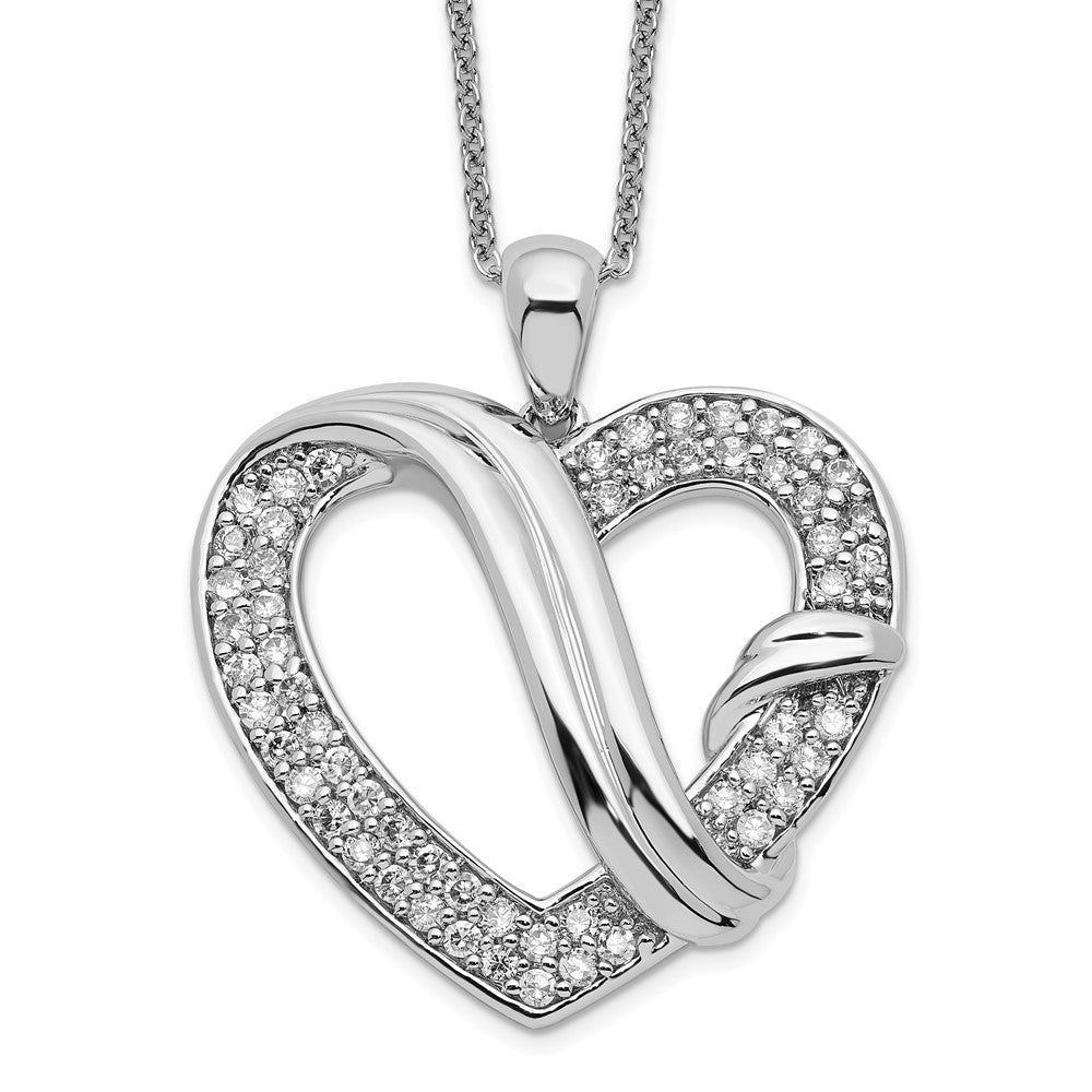 Sentimental Expressions Sterling Silver Rhodium-plated CZ Forever Grateful 18in Necklace, 18 mm