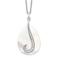 Sentimental Expressions Sterling Silver Rhodium-plated Mother of Pearl CZ Tear From Heaven 18in Necklace, 18 mm