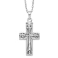 Sentimental Expressions Sterling Silver  Rhodium-plated Antiqued Cross Ash Holder 18 Inch Necklace, 18 mm