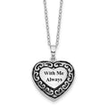 Sentimental Expressions Sterling Silver Rhodium-plated With Me Always Ash Holder 18 Inch Necklace, 18 mm