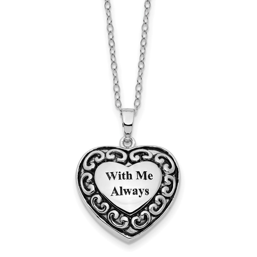 Sentimental Expressions Sterling Silver Rhodium-plated With Me Always Ash Holder 18 Inch Necklace, 18 mm