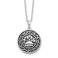 Sentimental Expressions Sterling Silver Rhodium-plated Antiqued Paw Ash Holder 18 Inch Necklace, 18 mm