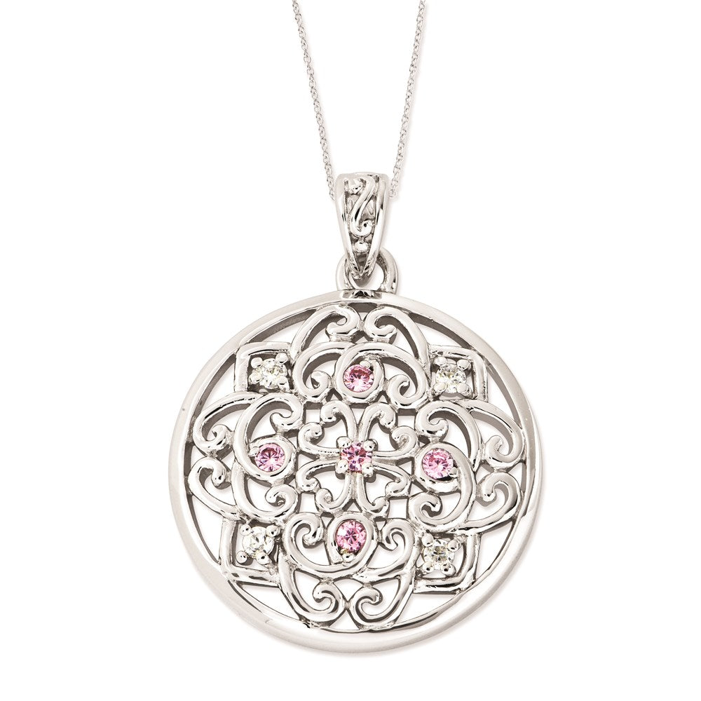 Sterling Silver CZ Love Binds Us Together 18in Necklace, 18 mm