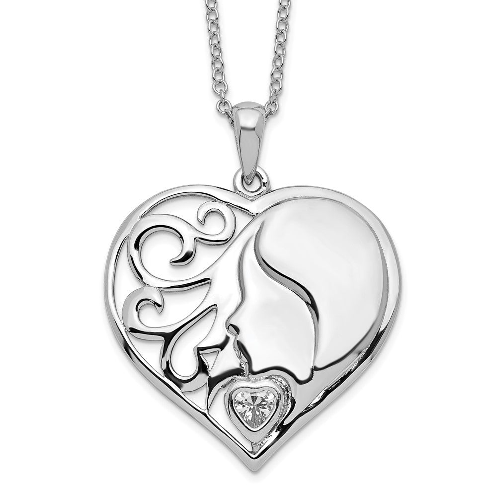 Sentimental Expressions Sterling Silver Rhodium-plated CZ My Daughter, My Heart's Treasure 18in Necklace, 18 mm