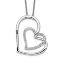 Sentimental Expressions Sterling Silver Rhodium-plated Antiqued CZ Thank You Mother 18in Hearts Necklace, 18 mm