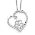 Sentimental Expressions Sterling Silver Rhodium-plated CZ My Special Niece 18in Flower in Heart Necklace, 18 mm