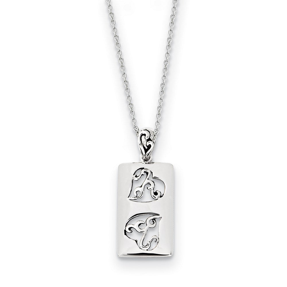 Sterling Silver Antiqued Girlfriends Two 18in Necklace, 18 mm