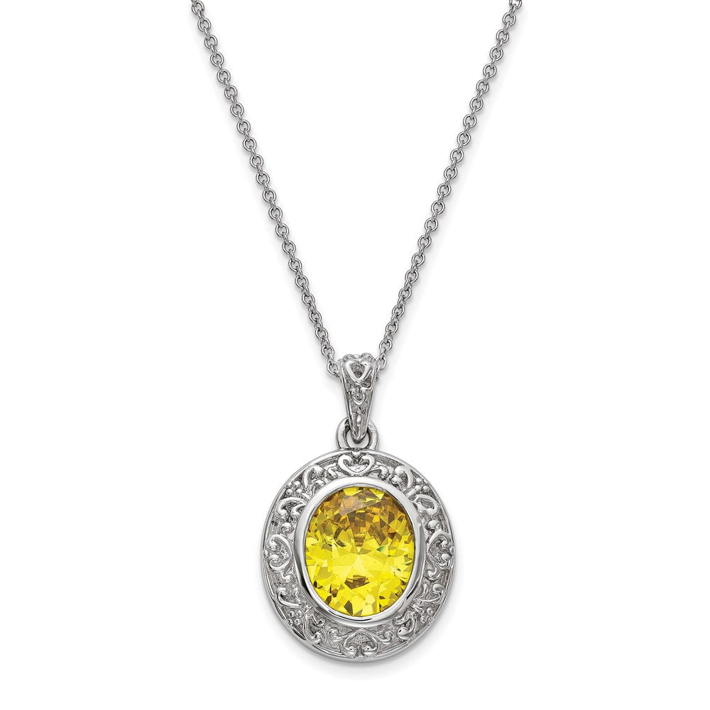 Sentimental Expressions Sterling Silver CZ Old Friends Are Golden 18in Necklace, 18 mm