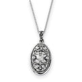 Sterling Silver Antiqued CZ Because Of You 18in Necklace, 18 mm