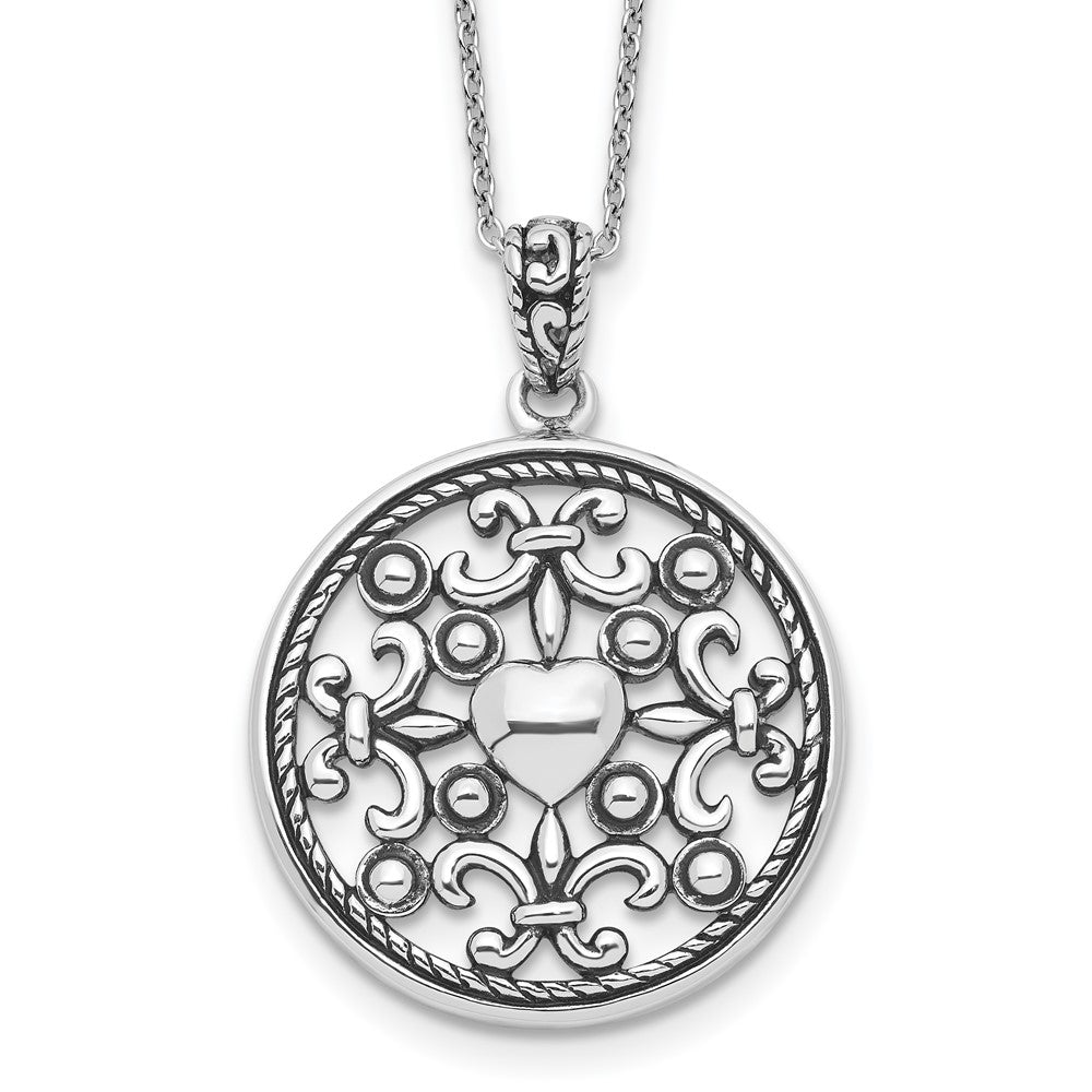 Sentimental Expressions Sterling Silver Rhodium-plated A Friend For All Seasons 18 Fleur de lis Necklace, 18 mm