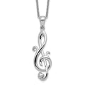 Sentimental Expressions Sterling Silver Rhodium-plated Love Note 18in Necklace, 18 mm