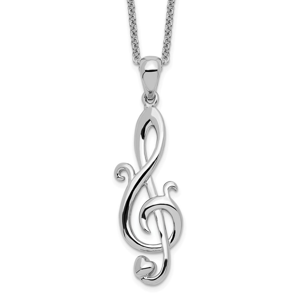 Sentimental Expressions Sterling Silver Rhodium-plated Love Note 18in Necklace, 18 mm
