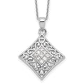Sentimental Expressions Sterling Silver Rhodium-plated CZ I Love You All Year Long 18in Necklace, 18 mm