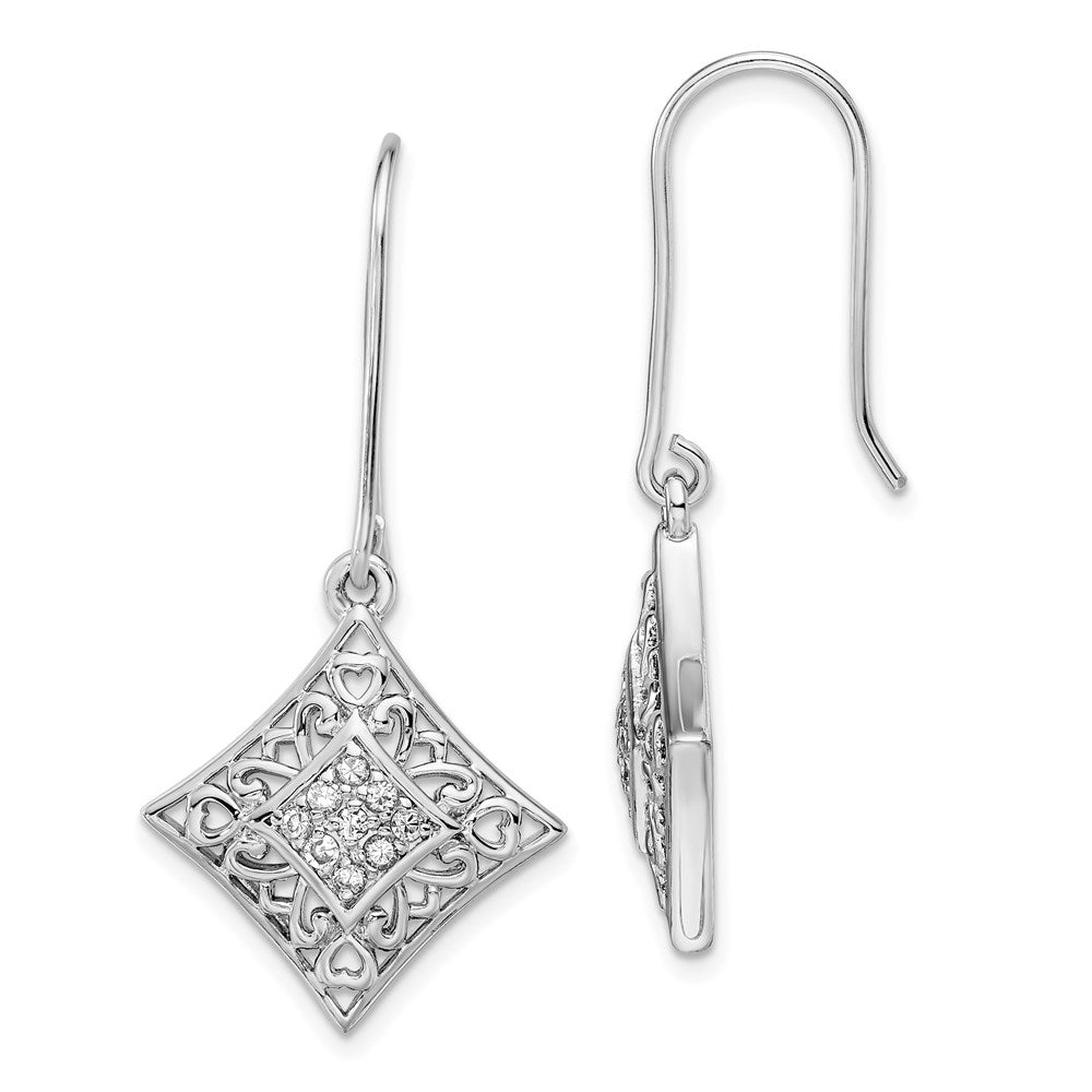 Sentimental Expressions Sterling Silver Rhodium-plated CZ I Love You All Year Long Earrings, 35 x 20 mm