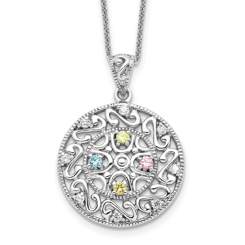 Sentimental Expressions Sterling Silver Rhodium-plated CZ Bliss 18in Necklace, 18 mm