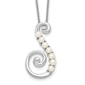 Sentimental Expressions Sterling Silver Rhodium-plated FW Cultured Pearl Reaching Out 18in Necklace, 18 mm