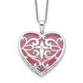 Sentimental Expressions Sterling Silver Rhodium-plated Simulated Cat's Eye Heart Acceptance 18 Inch Necklace, 18 mm