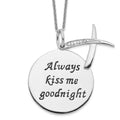 Sentimental Expressions Sterling Silver Rhodium-plated Antiqued CZ Always Kiss Me Goodnight 18in Necklace, 18 mm