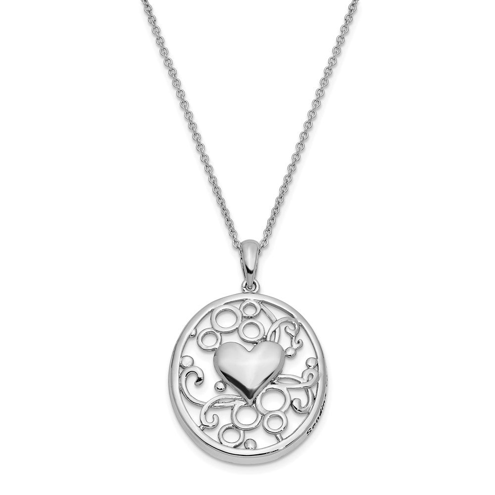 Sentimental Expressions Sterling Silver Rhodium-plated Antiqued Sending You My Love Heart 18 Inch Necklace, 18 mm