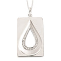 Sterling Silver CZ Antiqued He Will Wipe Away Our Tears 18in Necklace, 18 mm