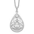 Sentimental Expressions Sterling Silver Rhodium-plated CZ In Loving Memory 18in Necklace, 18 mm