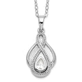 Sentimental Expressions Sterling Silver Rhodium-plated CZ Tear Of Strength Ash Holder 18 Inch Necklace, 18 mm