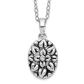 Sentimental Expressions Sterling Silver Rhodium-plated CZ Antiqued Flower Ash Holder 18 Inch Necklace, 18 mm