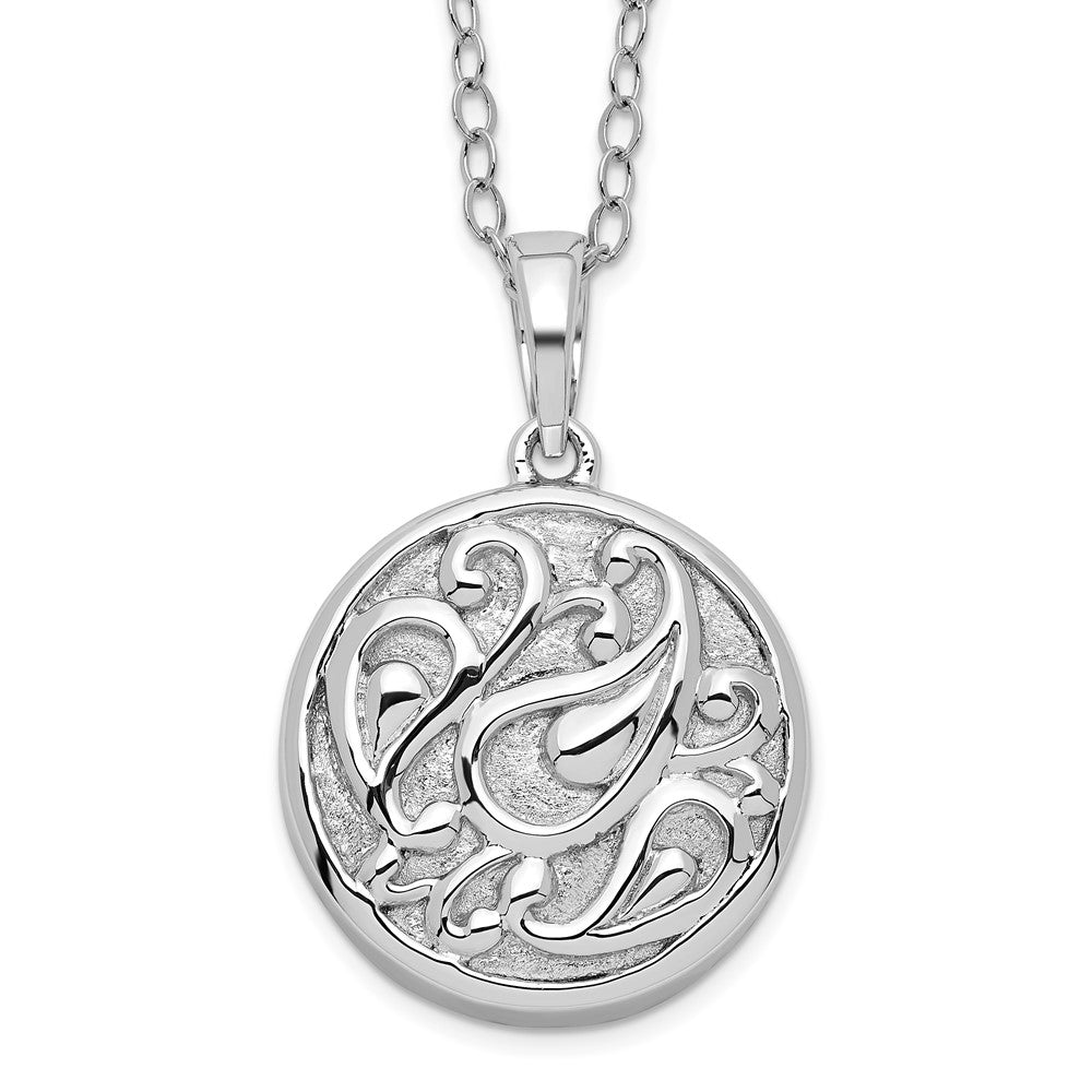 Sentimental Expressions Sterling Silver Rhodium-plated Tear in Circle Ash Holder 18 Inch Necklace, 18 mm