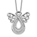 Sentimental Expressions Sterling Silver Rhodium-plated CZ Angel Of Comfort 18in. Necklace, 18 mm