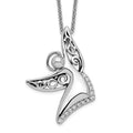 Sentimental Expressions Sterling Silver Rhodium-plated CZ Antiqued Angel Of Joy 18in. Necklace, 18 mm