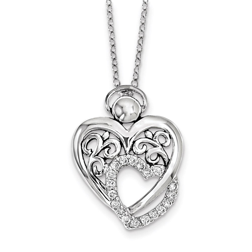 Sterling Silver CZ Angel Of Marriage 18in. Necklace, 18 mm