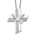 Sentimental Expressions Sterling Silver Rhodium-plated CZ Confirmation Blessings 18in. Necklace, 18 mm