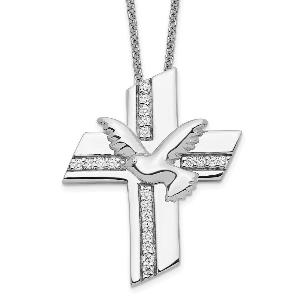 Sentimental Expressions Sterling Silver Rhodium-plated CZ Confirmation Blessings 18in. Necklace, 18 mm