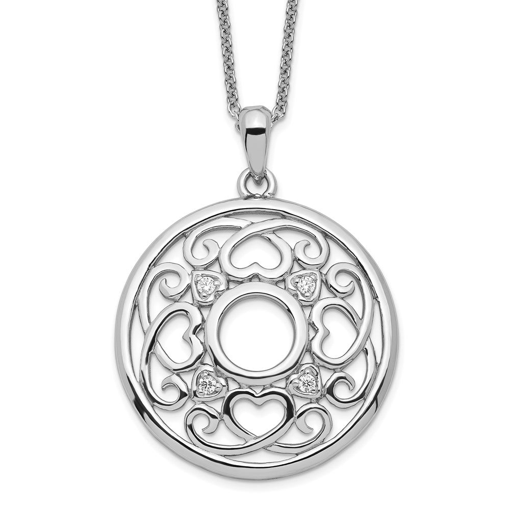 Sentimental Expressions Sterling Silver Rhodium-plated CZ Wisdom Of Friendship 18in. Necklace, 18 mm