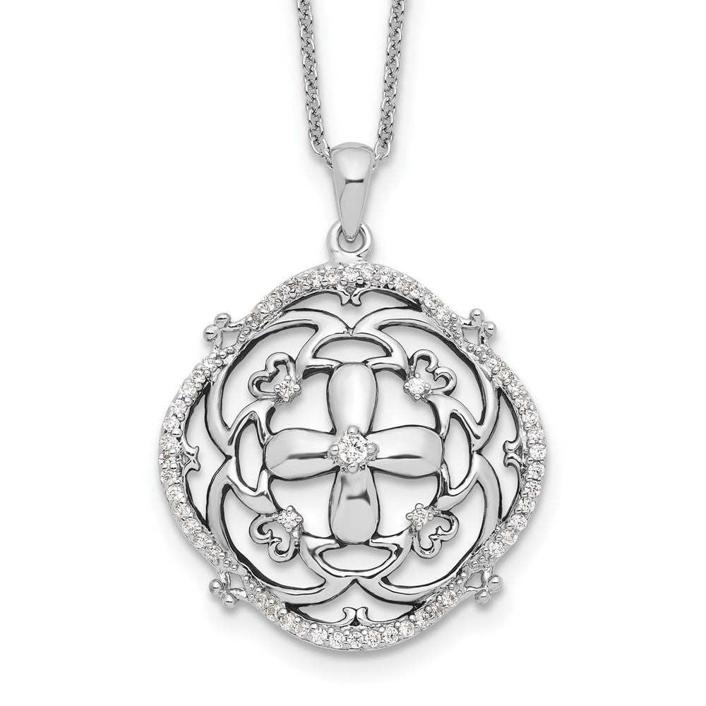 Sentimental Expressions Sterling Silver Rhodium-plated CZ A Time For Miracles 18in. Necklace, 18 mm