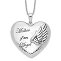 Sentimental Expressions Sterling Silver Rhodium-plated and Antiqued Mother of an Angel 18 Inch Necklace, 18 mm