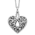 Sentimental Expressions Sterling Silver Rhodium-plated Antiqued Grieving Heart Ash Holder 18 Inch Necklace, 18 mm