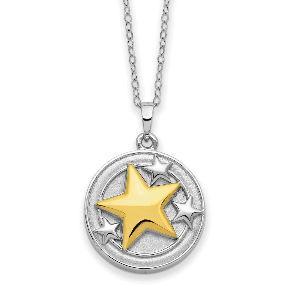 Sentimental Expressions Sterling Silver Rhodium-plated Gold-plated Your Brightest Star Ash Holder 18 Inch Necklace, 18 mm