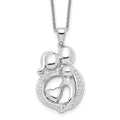 Sentimental Expressions Sterling Silver Rhodium-plated CZ Family of 3 Gathering 18in. Necklace, 18 mm
