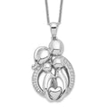 Sentimental Expressions Sterling Silver Rhodium-plated CZ Family of 4 Gathering 18in. Necklace, 18 mm