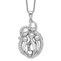 Sentimental Expressions Sterling Silver Rhodium-plated CZ Family of 5 Gathering 18in. Necklace, 18 mm