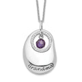 Sentimental Expressions Sterling Silver Rhodium-plated Antiqued CZ For You Grandma 18in. Necklace, 18 mm