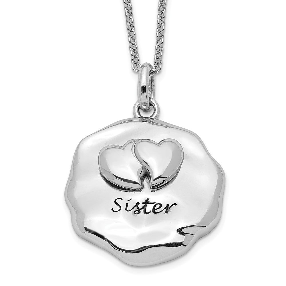 Sentimental Expressions Sterling Silver Rhodium-plated Antiqued For You My Sister 18in. Necklace, 18 mm