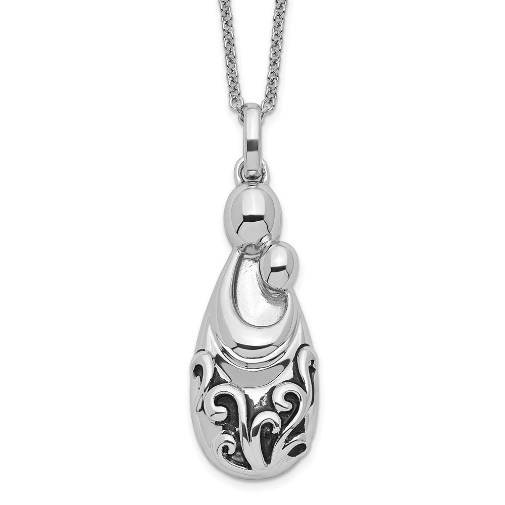 Sentimental Expressions Sterling Silver Rhodium-plated Mother's Pride and Joy 18in. Necklace, 18 mm