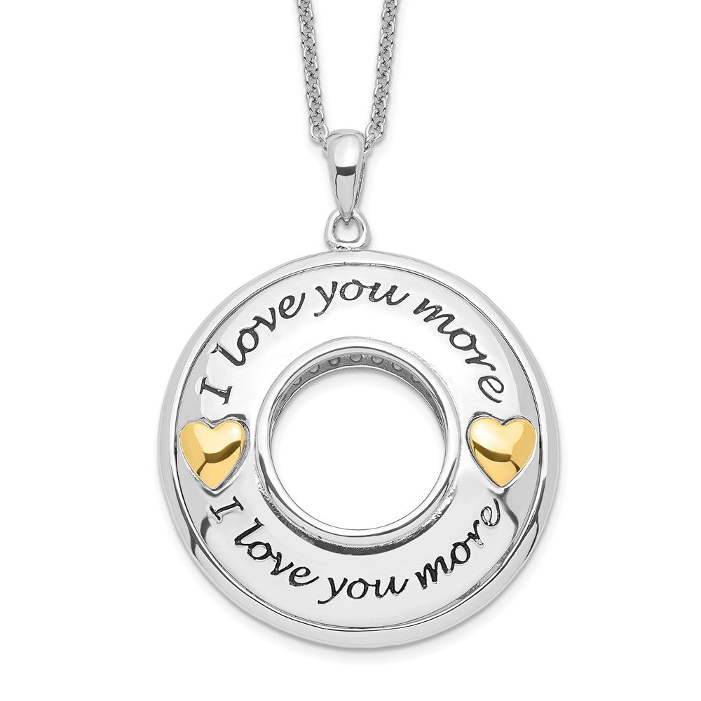 Sentimental Expressions Sterling Silver Gold-plated Antiqued CZ I Love You More 18in. Necklace, 18 mm