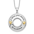 Sentimental Expressions Sterling Silver Gold-plated Antique CZ I Love You More Grandma 18in Necklace, 18 mm