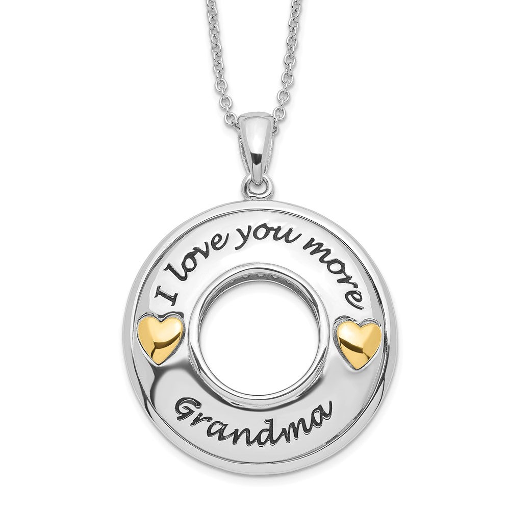 Sentimental Expressions Sterling Silver Gold-plated Antique CZ I Love You More Grandma 18in Necklace, 18 mm