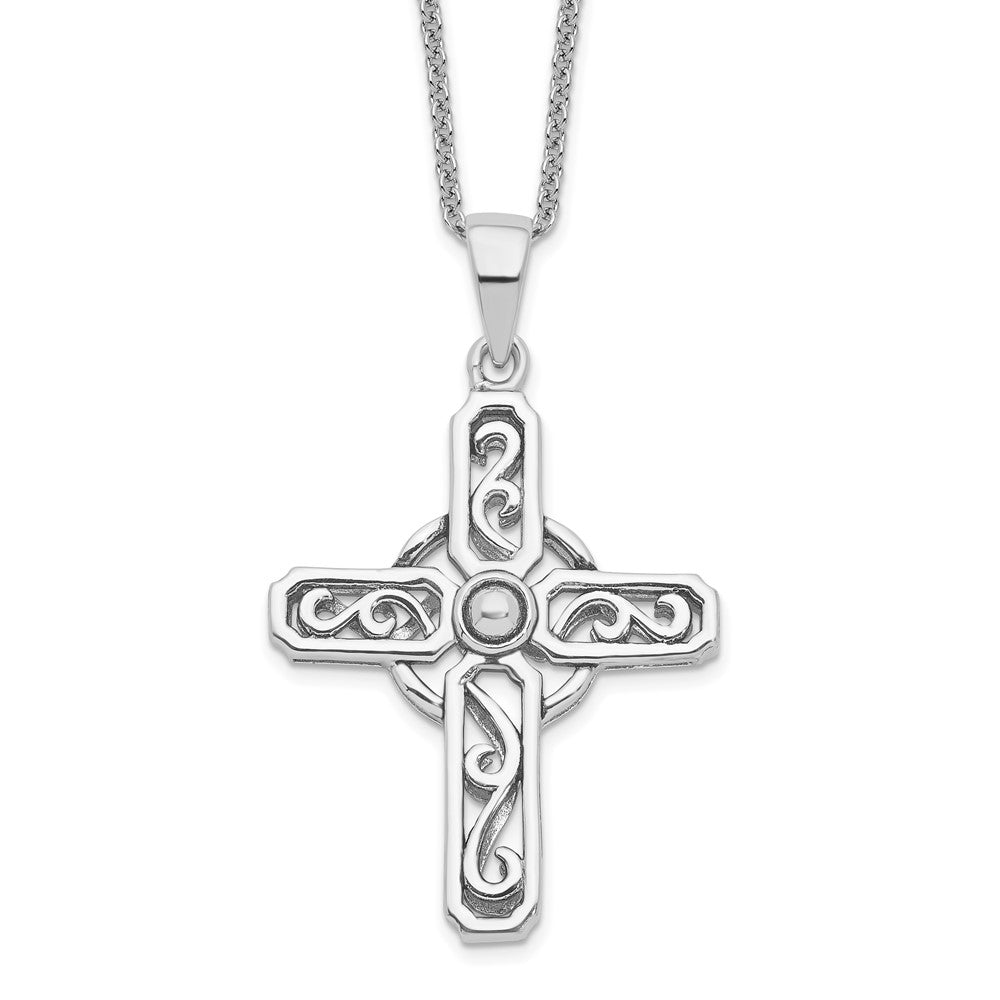 Sentimental Expressions Sterling Silver Rhodium-plated Prayer Cross 18in. Necklace, 18 mm