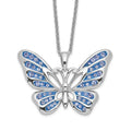 Sentimental Expressions Sterling Silver Rhodium-plated Crystal Never Give Up Butterfly 18in Necklace, 18 mm